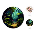 Rainforest Jungle Cartoon Animation Background Playing Cards Single Design (Round)