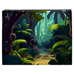 Rainforest Jungle Cartoon Animation Background Cosmetic Bag (XXXL)