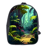 Rainforest Jungle Cartoon Animation Background School Bag (XL)