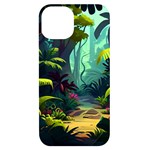 Rainforest Jungle Cartoon Animation Background iPhone 14 Black UV Print Case