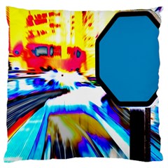 Stop Retro Abstract Stop Sign Blur Large Cushion Case (two Sides) by Ndabl3x
