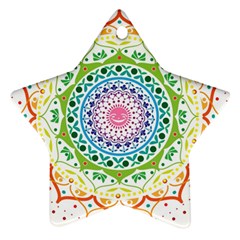 Mandala Pattern Rainbow Pride Star Ornament (two Sides) by Ndabl3x