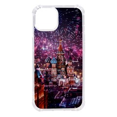 Moscow Kremlin Saint Basils Cathedral Architecture  Building Cityscape Night Fireworks Iphone 14 Tpu Uv Print Case by Cowasu