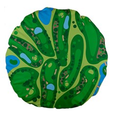 Golf Course Par Golf Course Green Large 18  Premium Round Cushions by Cowasu
