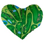Golf Course Par Golf Course Green Large 19  Premium Heart Shape Cushions Front
