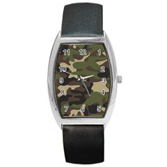 Texture Military Camouflage Repeats Seamless Army Green Hunting Barrel Style Metal Watch by Cowasu