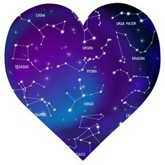 Realistic Night Sky With Constellations Wooden Puzzle Heart by Cowasu