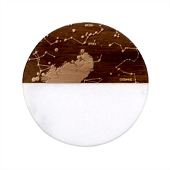Realistic Night Sky With Constellations Classic Marble Wood Coaster (round) 