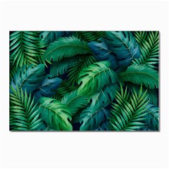 Tropical Green Leaves Background Postcard 4 x 6  (pkg Of 10) by Amaryn4rt