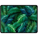 Tropical Green Leaves Background Two Sides Fleece Blanket (Large)