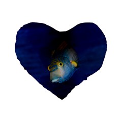 Fish Blue Animal Water Nature Standard 16  Premium Flano Heart Shape Cushions by Amaryn4rt