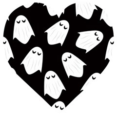 Ghost Halloween Pattern Wooden Puzzle Heart by Amaryn4rt