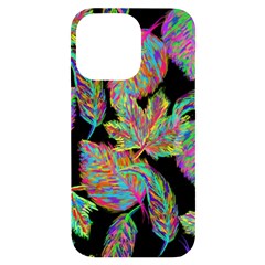 Autumn Pattern Dried Leaves Iphone 14 Pro Max Black Uv Print Case by Simbadda