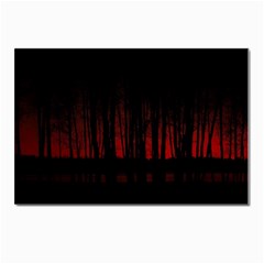 Scary Dark Forest Red And Black Postcards 5  X 7  (pkg Of 10) by Ravend