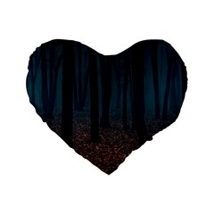 Dark Forest Nature Standard 16  Premium Flano Heart Shape Cushions by Ravend