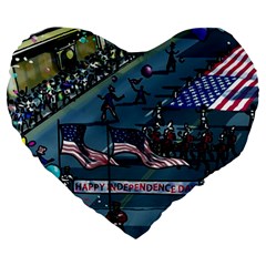 July 4th Parade Independence Day Large 19  Premium Heart Shape Cushions by Ravend