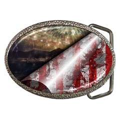 Independence Day Background Abstract Grunge American Flag Belt Buckles by Ravend