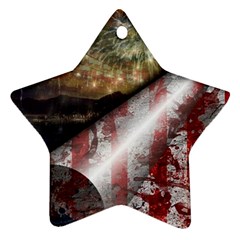 Independence Day Background Abstract Grunge American Flag Star Ornament (two Sides) by Ravend