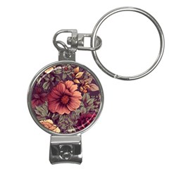 Flowers Pattern Nail Clippers Key Chain by Simbadda