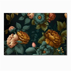 Floral Flower Blossom Turquoise Postcards 5  X 7  (pkg Of 10) by Vaneshop