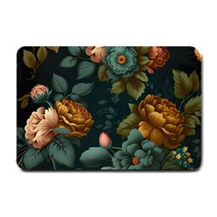 Floral Flower Blossom Turquoise Small Doormat by Vaneshop