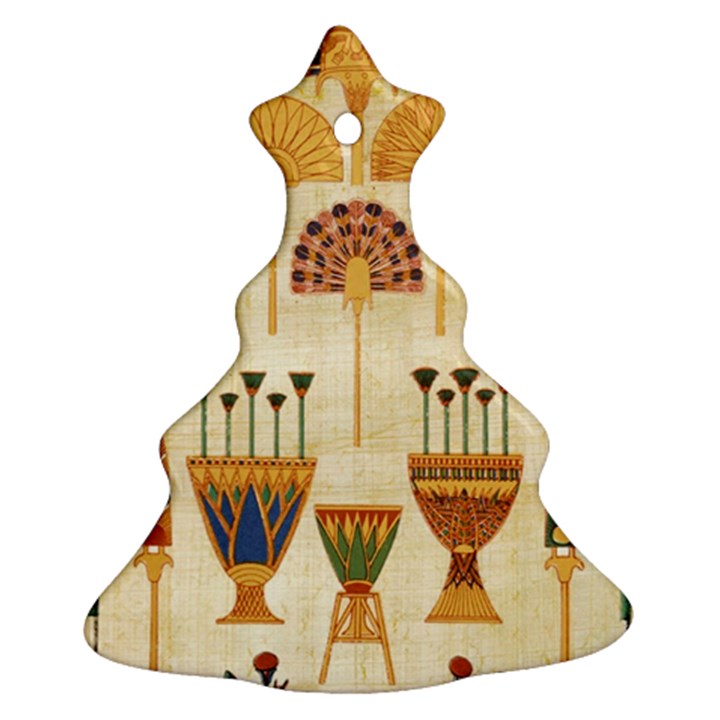 Egyptian Paper Papyrus Hieroglyphs Christmas Tree Ornament (Two Sides)