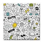 Set-cute-colorful-doodle-hand-drawing Tile Coaster