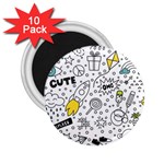 Set-cute-colorful-doodle-hand-drawing 2.25  Magnets (10 pack) 