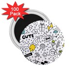 Set-cute-colorful-doodle-hand-drawing 2.25  Magnets (100 pack) 