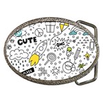 Set-cute-colorful-doodle-hand-drawing Belt Buckles