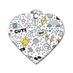 Set-cute-colorful-doodle-hand-drawing Dog Tag Heart (Two Sides)