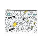 Set-cute-colorful-doodle-hand-drawing Cosmetic Bag (Large)