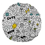 Set-cute-colorful-doodle-hand-drawing Large 18  Premium Flano Round Cushions