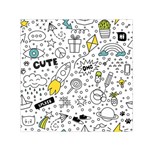 Set-cute-colorful-doodle-hand-drawing Square Satin Scarf (30  x 30 )