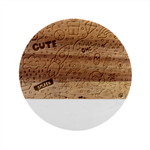 Set-cute-colorful-doodle-hand-drawing Marble Wood Coaster (Round)