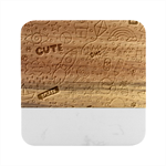 Set-cute-colorful-doodle-hand-drawing Marble Wood Coaster (Square)