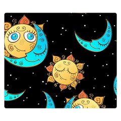 Seamless-pattern-with-sun-moon-children Two Sides Premium Plush Fleece Blanket (small) by uniart180623