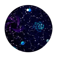 Realistic-night-sky-poster-with-constellations Round Ornament (two Sides) by uniart180623