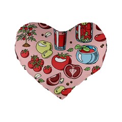 Tomato-seamless-pattern-juicy-tomatoes-food-sauce-ketchup-soup-paste-with-fresh-red-vegetables Standard 16  Premium Heart Shape Cushions by uniart180623