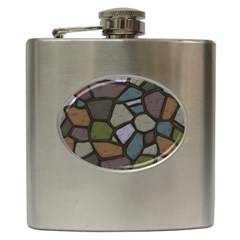 Cartoon-colored-stone-seamless-background-texture-pattern - Hip Flask (6 Oz) by uniart180623