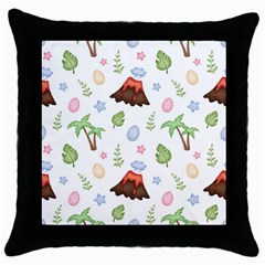 Cute-palm-volcano-seamless-pattern Throw Pillow Case (black) by uniart180623