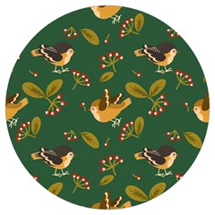 Cute-seamless-pattern-bird-with-berries-leaves Round Trivet by uniart180623