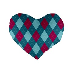 Argyle-pattern-seamless-fabric-texture-background-classic-argill-ornament Standard 16  Premium Heart Shape Cushions by uniart180623