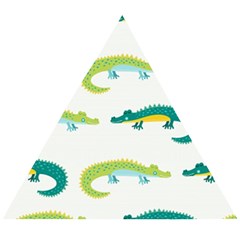 Cute-cartoon-alligator-kids-seamless-pattern-with-green-nahd-drawn-crocodiles Wooden Puzzle Triangle by uniart180623