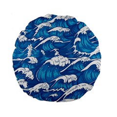 Storm-waves-seamless-pattern-raging-ocean-water-sea-wave-vintage-japanese-storms-print-illustration- Standard 15  Premium Round Cushions by uniart180623