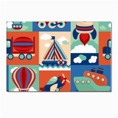 Toy-transport-cartoon-seamless-pattern-with-airplane-aerostat-sail-yacht-vector-illustration Postcards 5  X 7  (pkg Of 10) by uniart180623