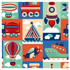 Toy-transport-cartoon-seamless-pattern-with-airplane-aerostat-sail-yacht-vector-illustration Wooden Puzzle Square by uniart180623