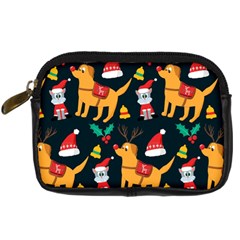 Funny Christmas Pattern Background Digital Camera Leather Case by uniart180623