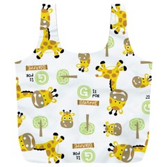 Vector-pattern-with-cute-giraffe-cartoon Full Print Recycle Bag (xxl) by uniart180623