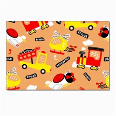 Seamless-pattern-cartoon-with-transportation-vehicles Postcards 5  X 7  (pkg Of 10) by uniart180623